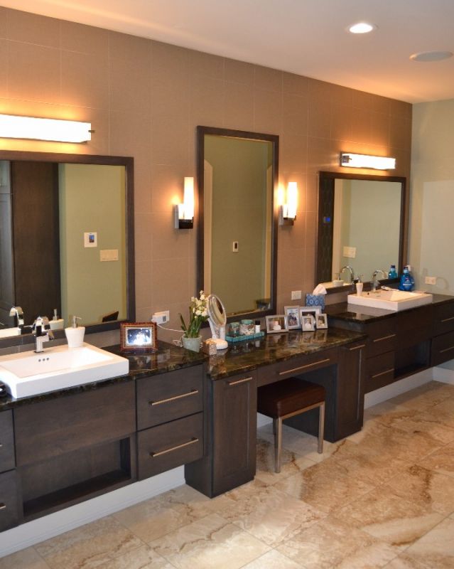 Long Bathroom Counter with Double Sink