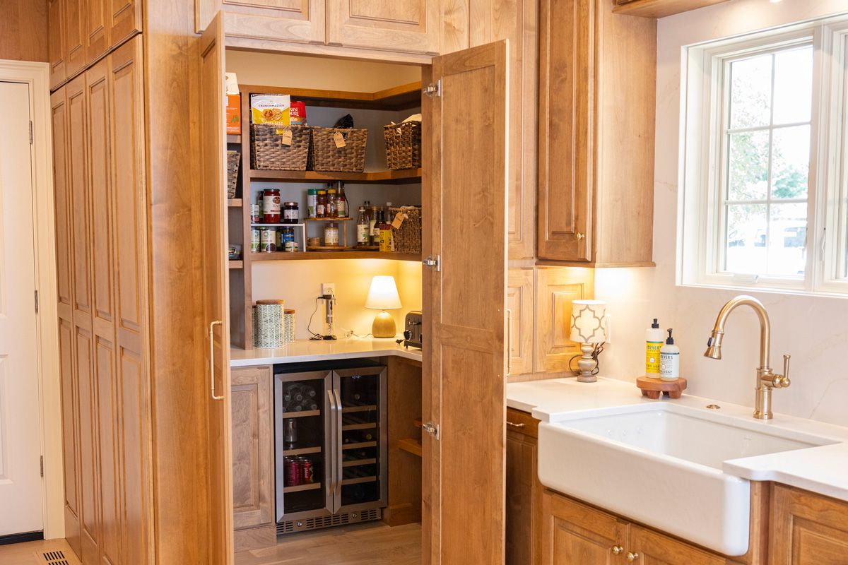 hidden walk-in pantry within kitchen